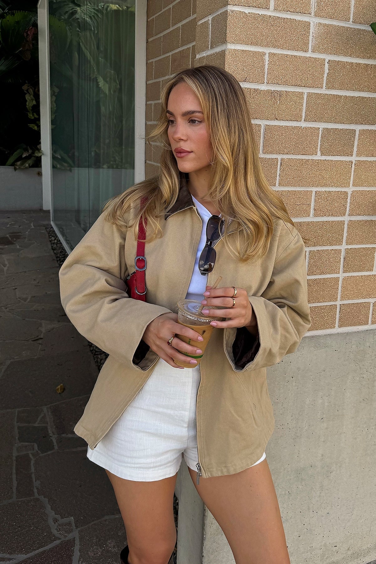 Perfect Stranger Barn Contrast Collar Jacket Stone